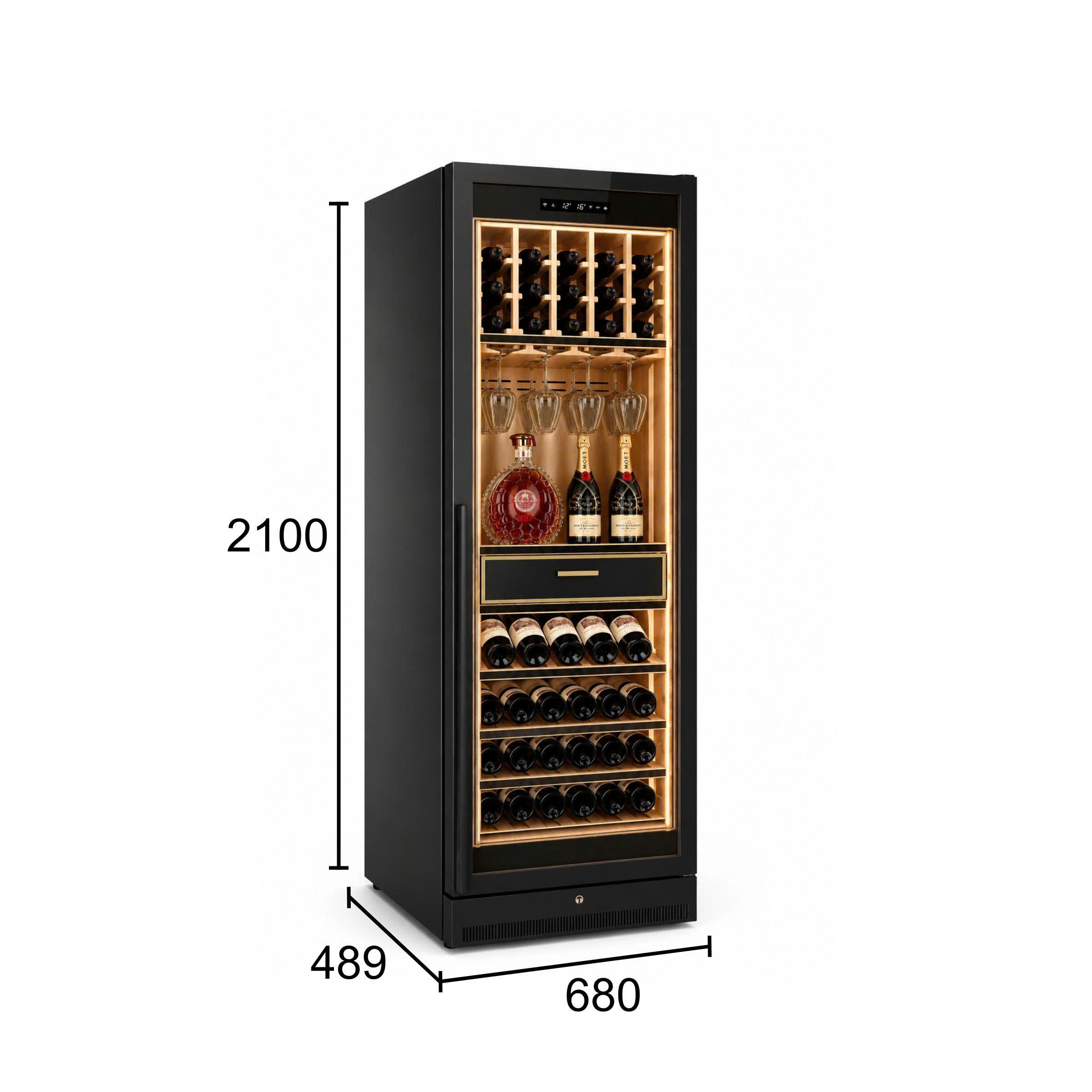 Munchen Olympus Series MS380LXB ( Monolithic Steel - Tủ bảo quản thiết kế thép nguyên khối Black SS )